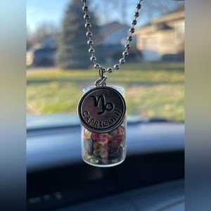 Capricorn ♑️ Car Charm Bottle Crystal Herb Cork Jar Hand Crafted Zodiac